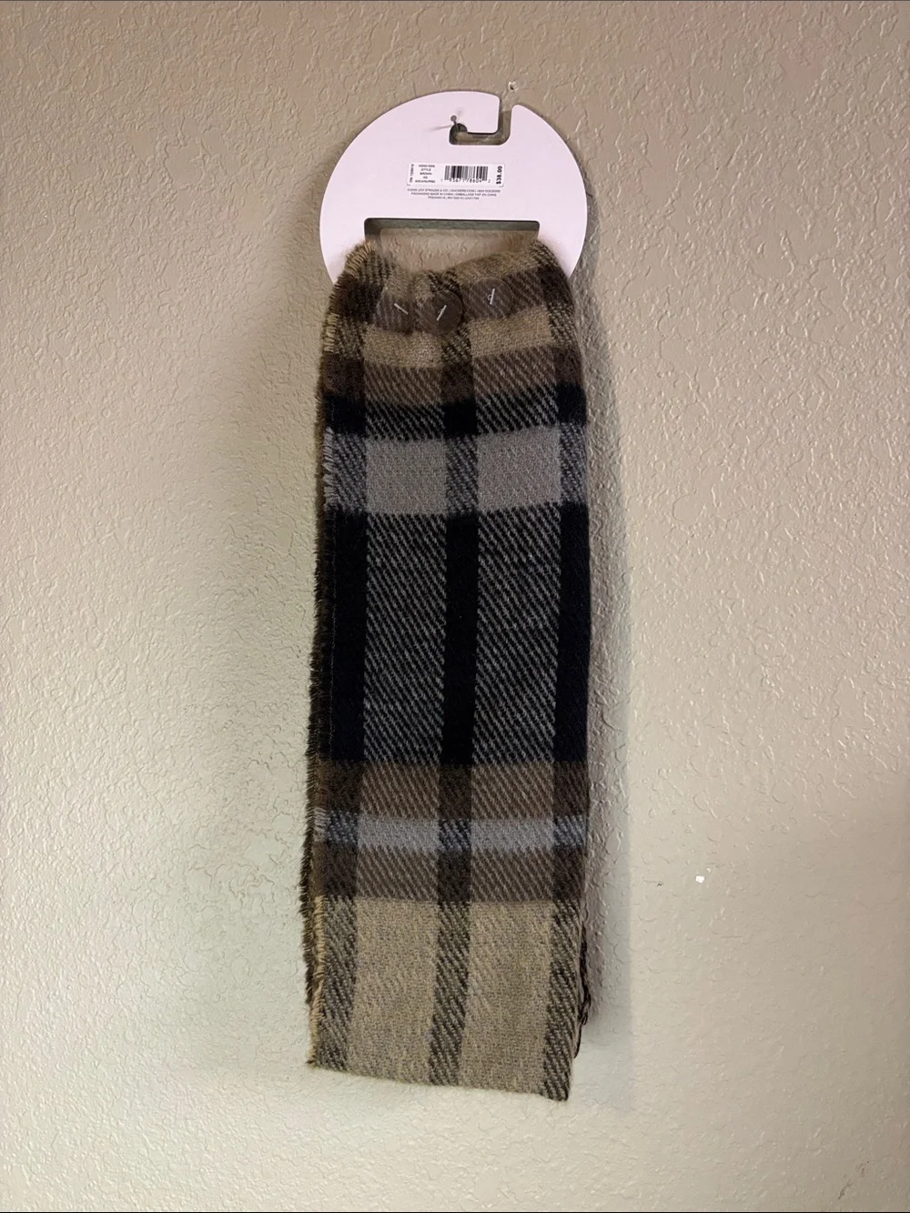 New Dockers Scarf Men’s Brown Plaid Knit Winter Scarf Classic Casual Outdoor